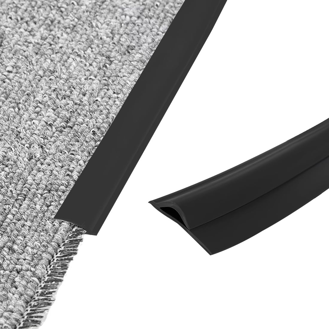 Flexible Carpet Edge Trim Strip,10 Ft Self-Adhesive Carpet Trim Strip,Flexible Rug Edge Protector for Doorway,Black