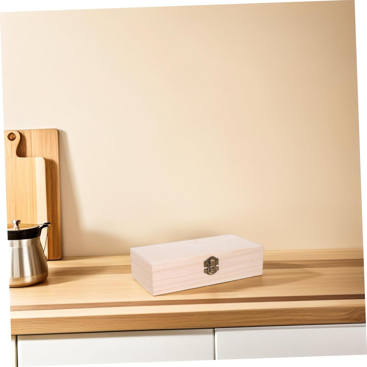 2Pcs Wooden Storage Box Unfinished Wood Boxes Hinged Lid and Front Clasp for Diy Crafting Jewelry Storage