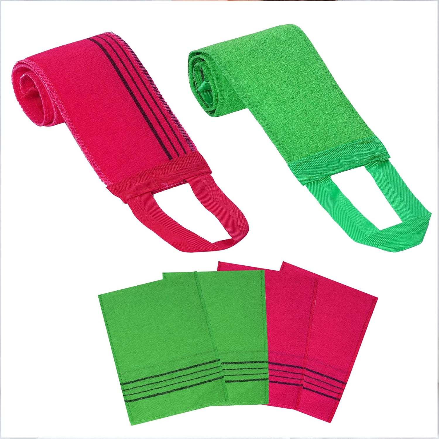 6Pcs Korean Exfoliating Mitt and Washcloth Body Back Scrubber Asian Exfoliating Bath Washcloth for Women Men Shower Washing