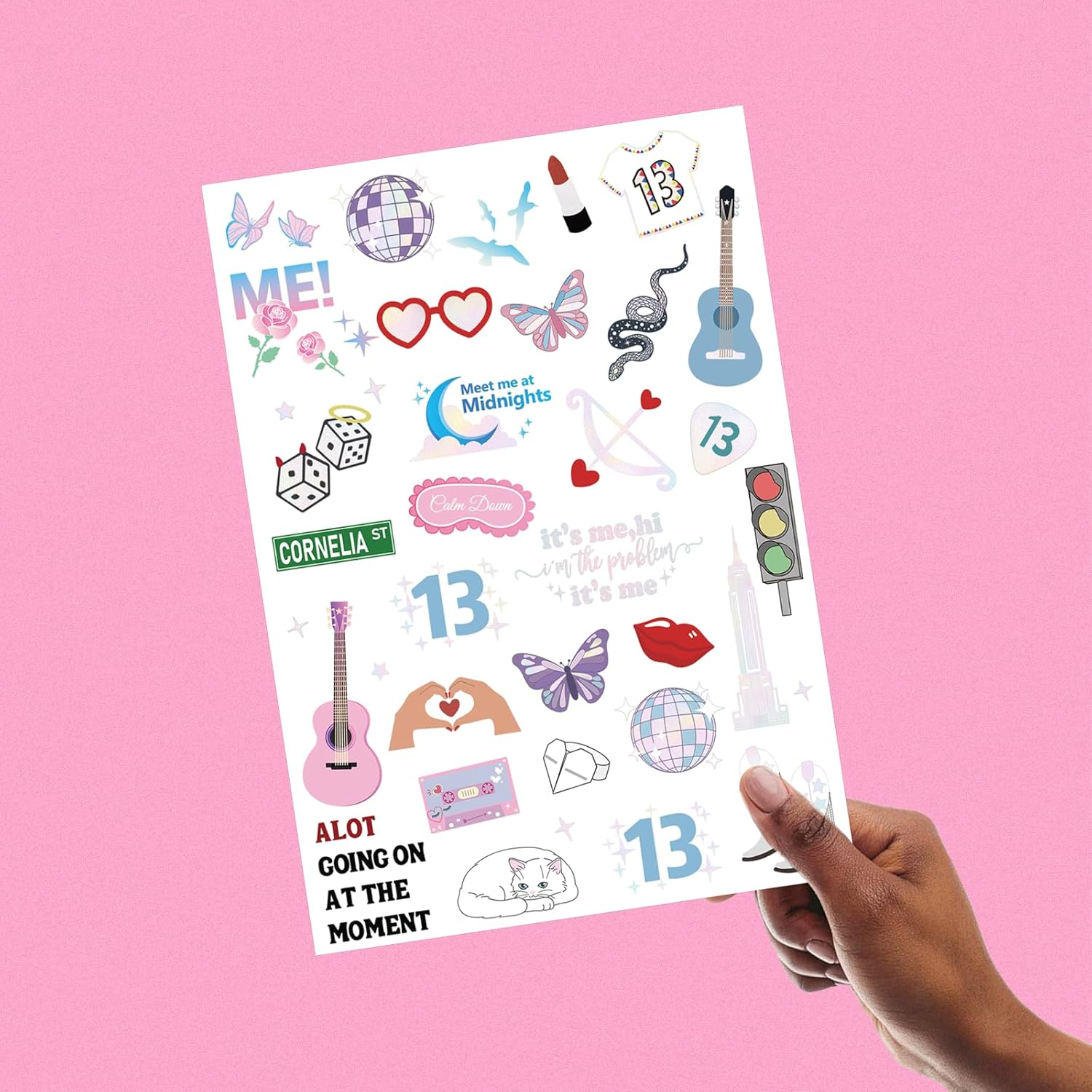 Ovasorve Eras Party Temporary Tattoos - 62 Iridescent Styles | Birthday Decorations, Fans Party Accessory, Concert Merch, Karma Theme Favor,Girls Party Supplies image number 4