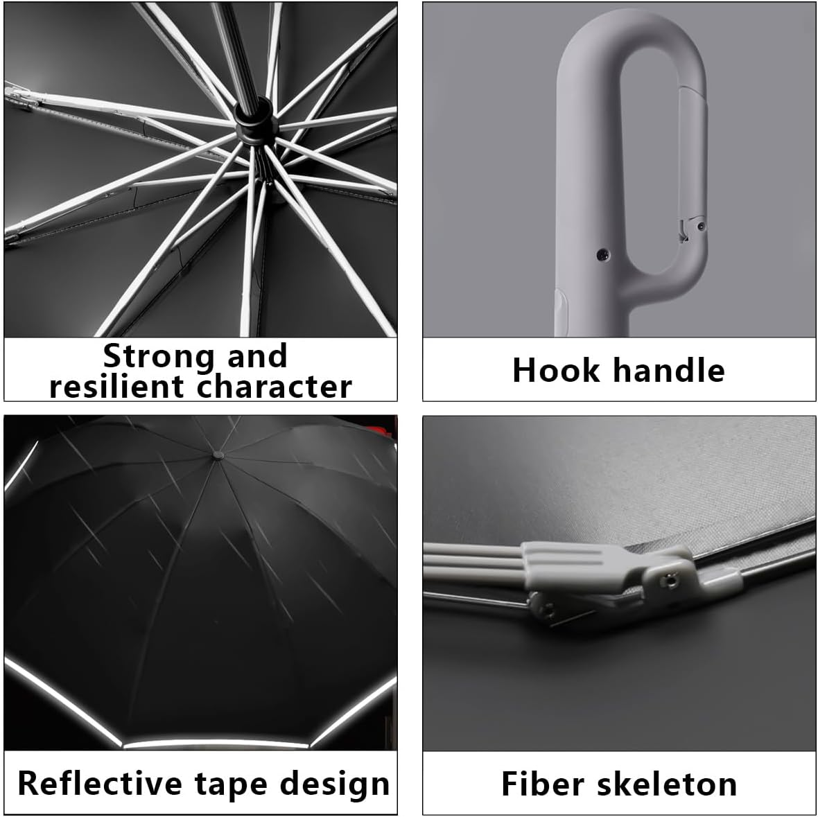 Large Windproof Automatic Open/Close Travel Folding 49&lsquo;&rsquo; Umbrella Compact Sun Rain 99 UV Protection Lightweight Portable Outdoor Carabiner Handle Design Golf Umbrellas Men Women Kid image number 6