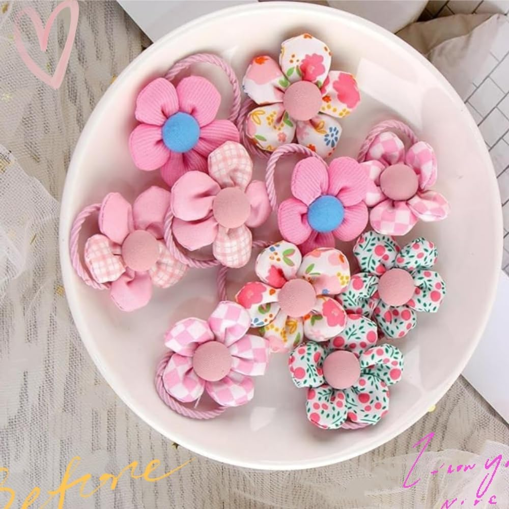 Hairbands 20Pcs Flower Hairbands Cute Elastic Ponytails Damage-Free Toddler Hair Accessories Tie Flowers