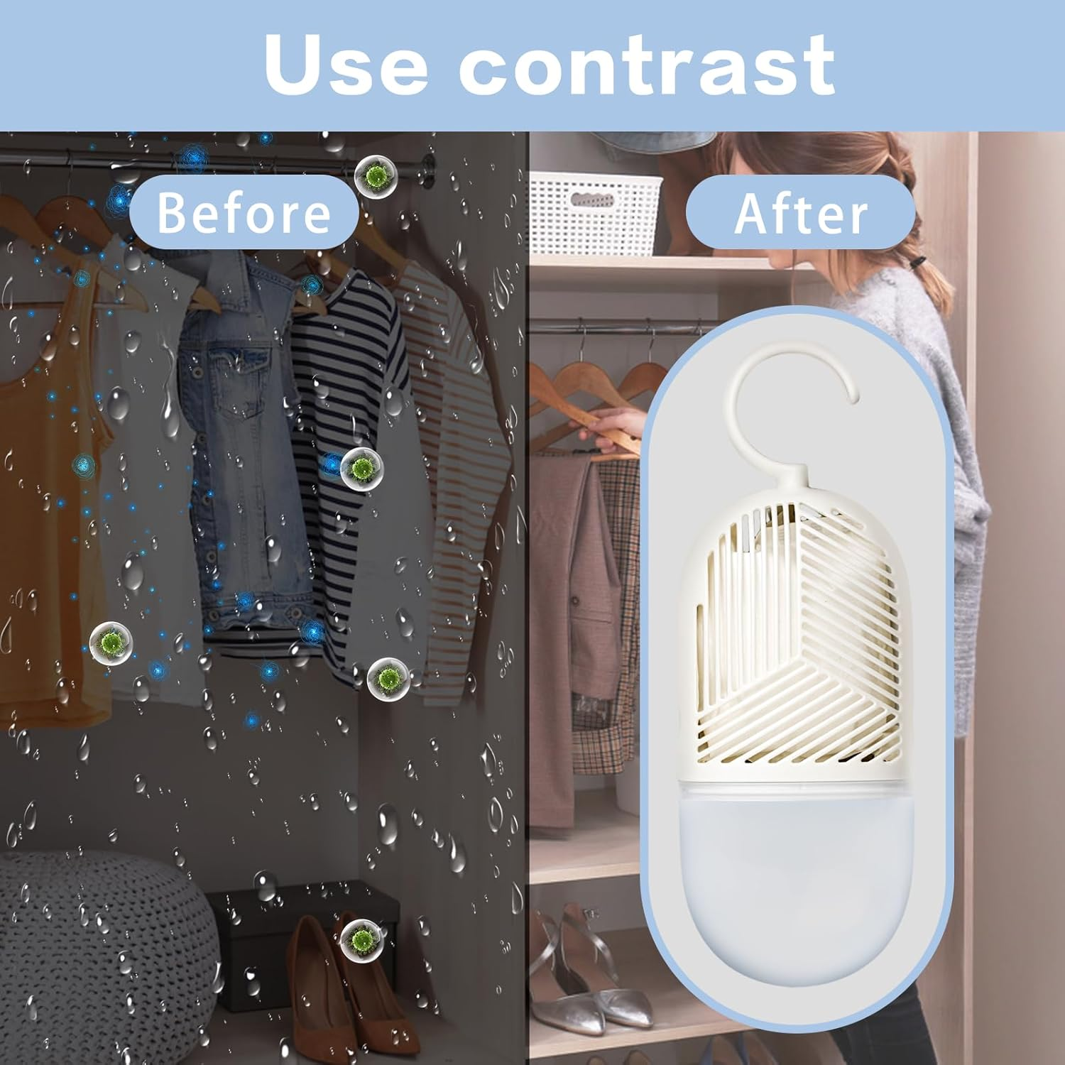 Kaoruo Reusable Dehumidifier Bag with 1 Refill &ndash; Large Capacity Moisture Absorber for Closet, Home & Car, Leak-Proof Calcium Chloride Desiccant, up to 300 Sq Ft Coverage