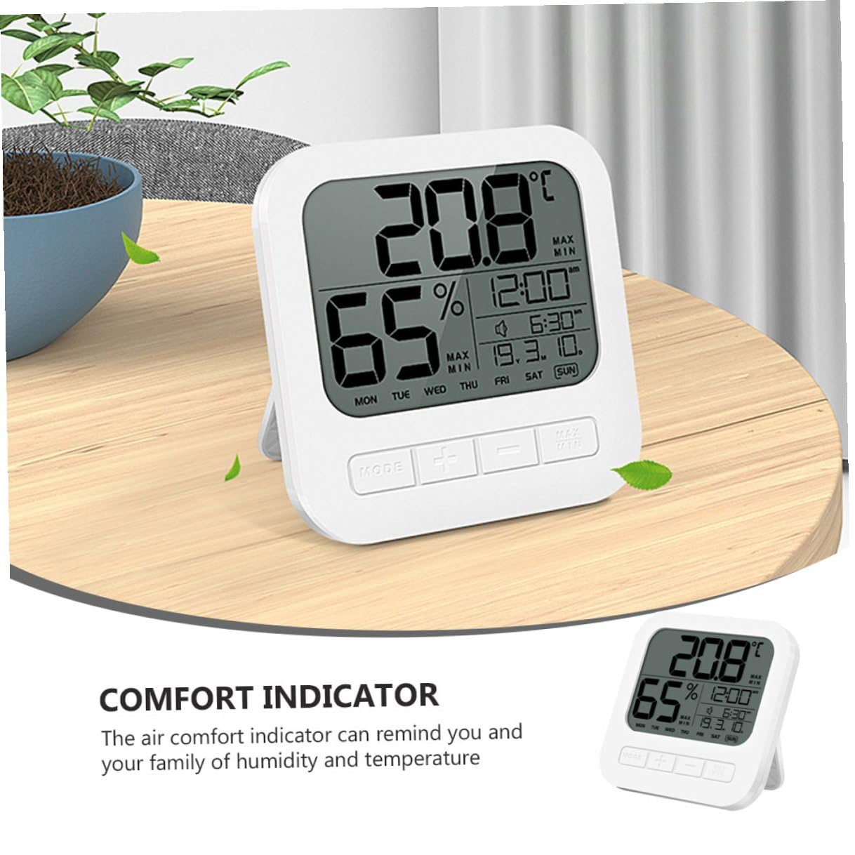 Digital Indoor Thermometer Hygrometer with High Accuracy Temperature Humidity Monitor for Home Office Greenhouse Basement AAA Battery Powered with Record and Display