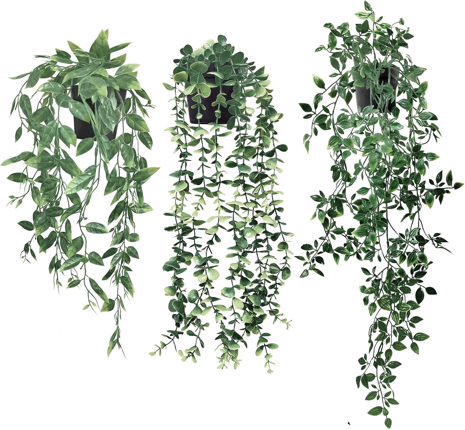 Artificial Plants 3Pcs Set, Hanging Plants Vines &ndash; Mandala Pea Eucalyptus Leaf Faux Plants for Office, Farmhouse, Home Decor, Indoor & Outdoor Wedding Decoration image number 4