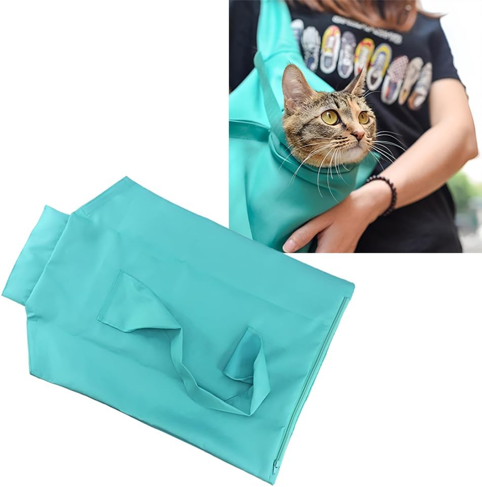 Cat Carrying Bag, Cat Carrying Bag for Adult Cats, Small Dogs, Scratch Resistant Pet Grooming Bag, Paw Care, Nail Trimming, Soft Bag and Tote Design, Washable and Foldable (Blue)