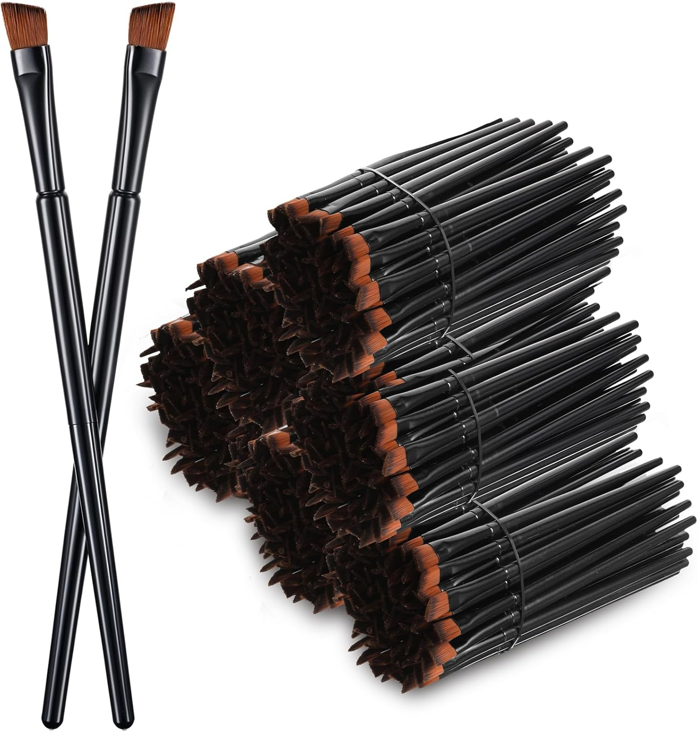 200 Pcs Angled Eyebrow Brush Bulk Disposable Brow Tint Brush Thin Brow Brushes for Eyebrows Tinting Eye Makeup Brushes for Concealer Eye Shadow Applicators Sticks Esthetician Supplies Black image number 2