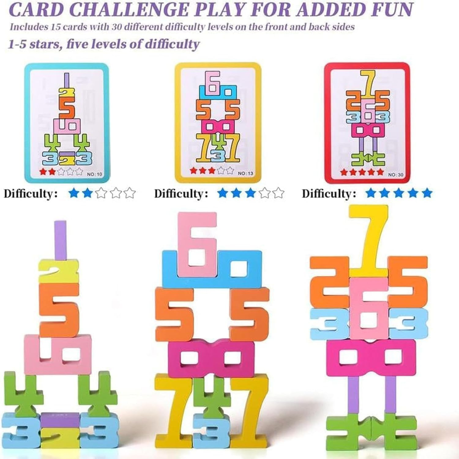 Wooden Number Building Blocks, Montessori Wooden Number Building Blocks, Friends of Ten Blocks, Number Blocks for 3+ Years Old Kids 1-10 Number Game Balance Competition Toy (1 Set / 20 Pcs) image number 4