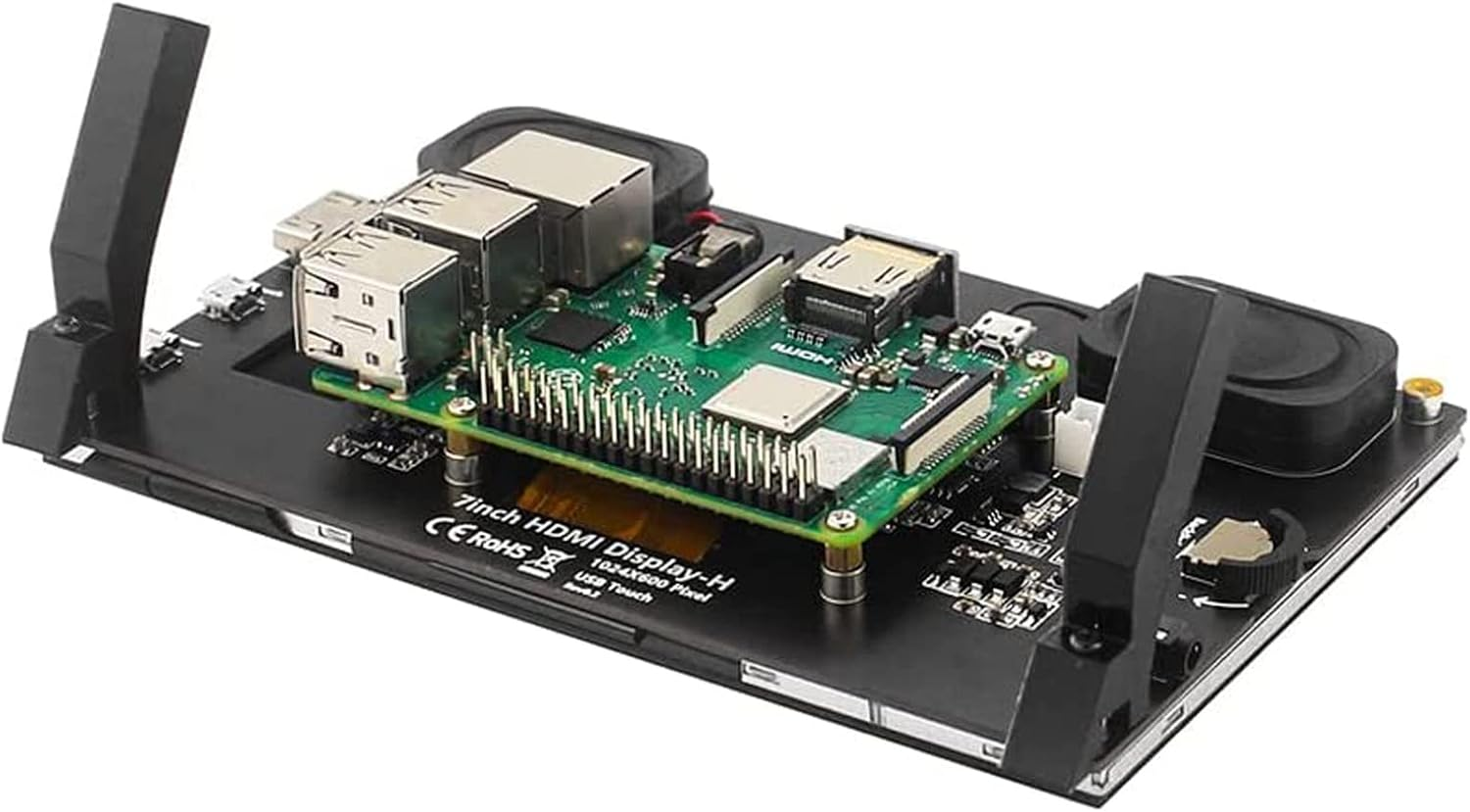 DIGISHUO 7" HDMI IPS LCD Touch Display 1024 * 600 Screen+Dedicated Holder +HDMI Connector+Speakers Kit for Raspberry Pi 4B 3B 2B | PC Supports Windows 10/8.1/8/7 image number 5
