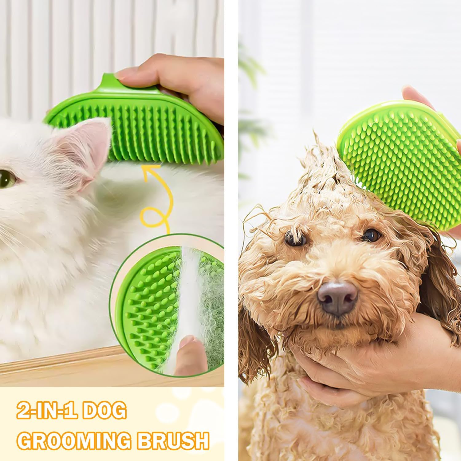 TORMEN 2 Pcs Dog Bath Massage Brush, Dog Grooming Brush,Rubber Grooming Brush with Adjustable Handle for Dogs and Cats, Soft, Gentle & Skin-Safe for Long & Short Hair (Black) image number 2