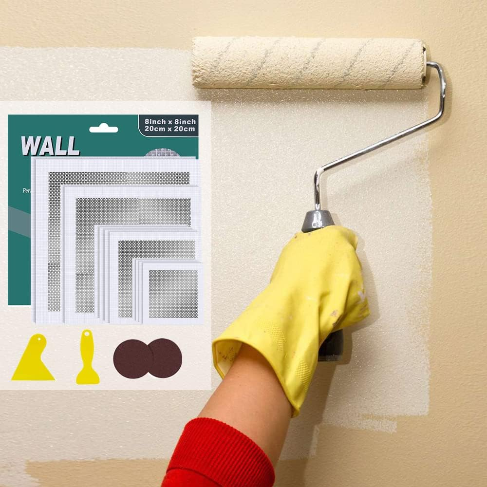 16 PCS Aluminum Wall Repair Patch Kit, Self -Adhesive Wall Repair Patch- 2&rdquo;X2&rdquo; (4) 4&rdquo;X4&rdquo; (4) 6&rdquo;X6&rdquo; (2) 8&rdquo;X8&rdquo; (2) Putty Knife (2) Sanding Pad (2), Dry Wall Hole Repair Patch Metal Patch image number 2