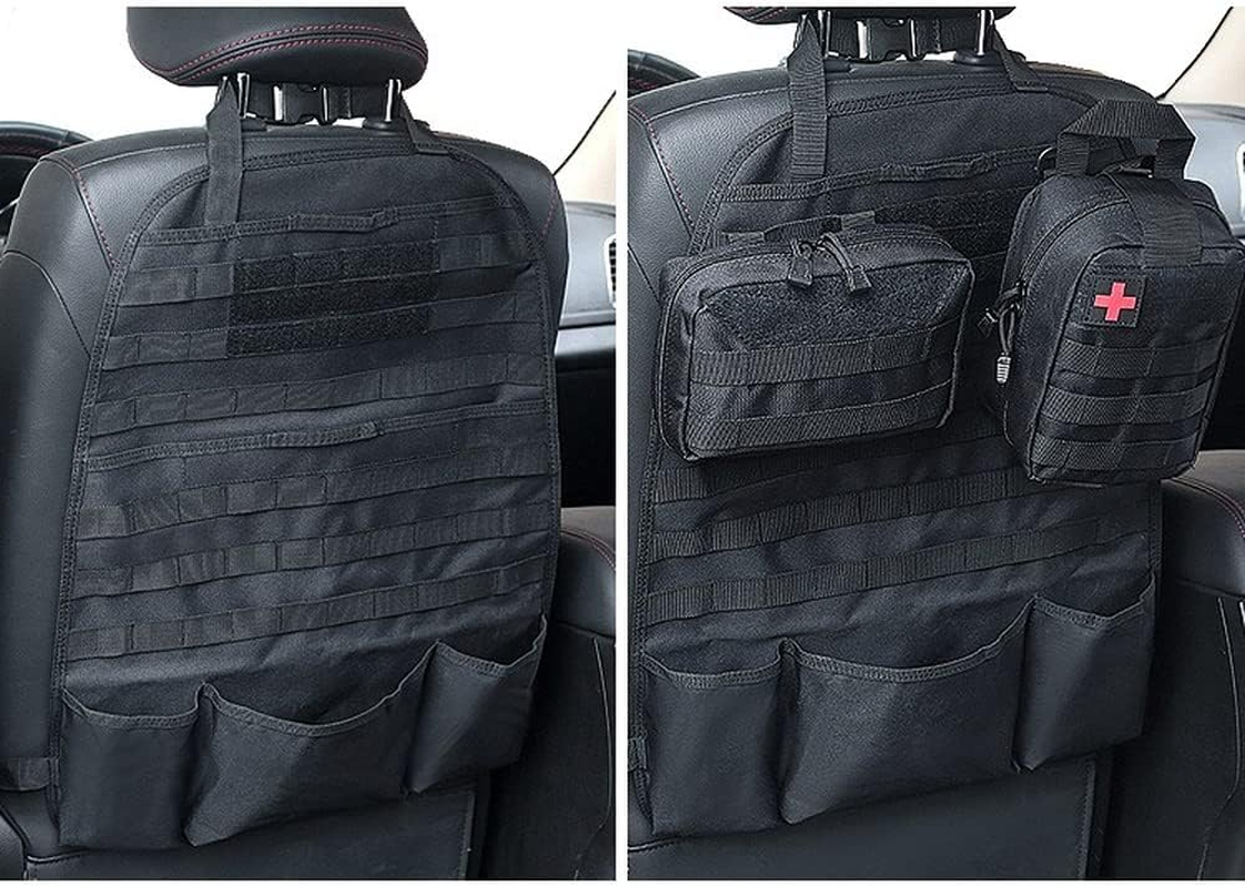 Car Seat Back Organizer, Tactical Molle Nylon Vehicle Panel Universal Fit Car Backseat Cover Protector (Olny Tan Molle Seat Organizer)