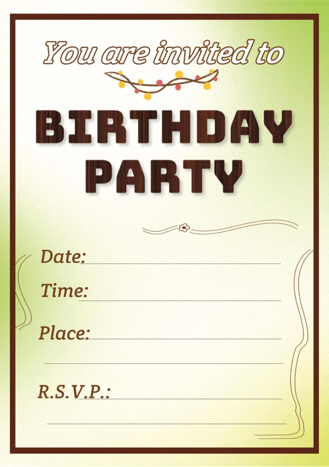 20 Birthday Invitation Cards with Envelopes,Uniquely Designed Birthday Cards for Children,Men, Women and Kids (Golden)