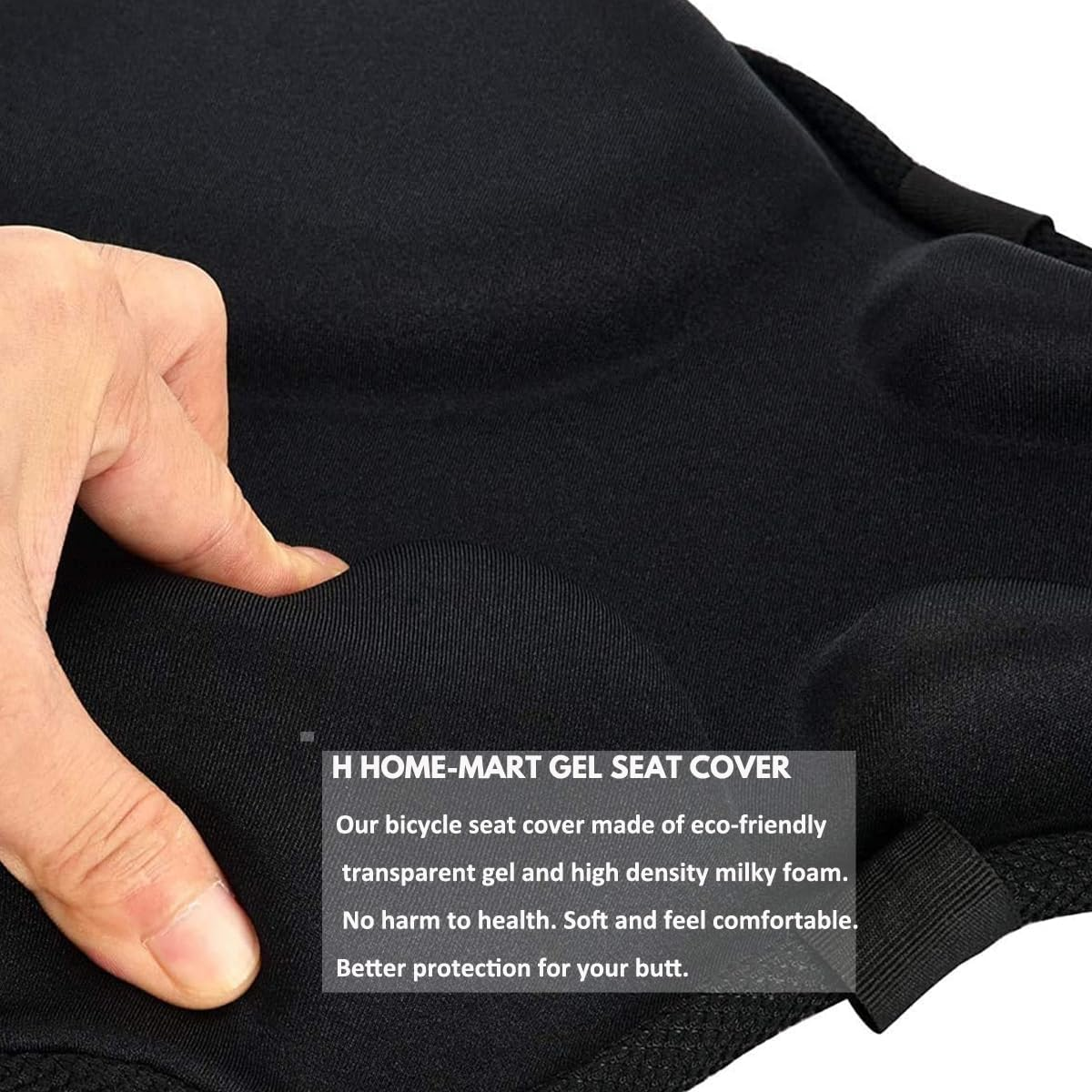 Gel Bike Seat Cushion,Bike Saddles Cover, H HOME-MART Breathable Exercise Bicycle Seat Cover, Wide Foam & Extra Soft Gel Seat Cushion for Women Men, Fits Cruiser and Stationary Bikes image number 3