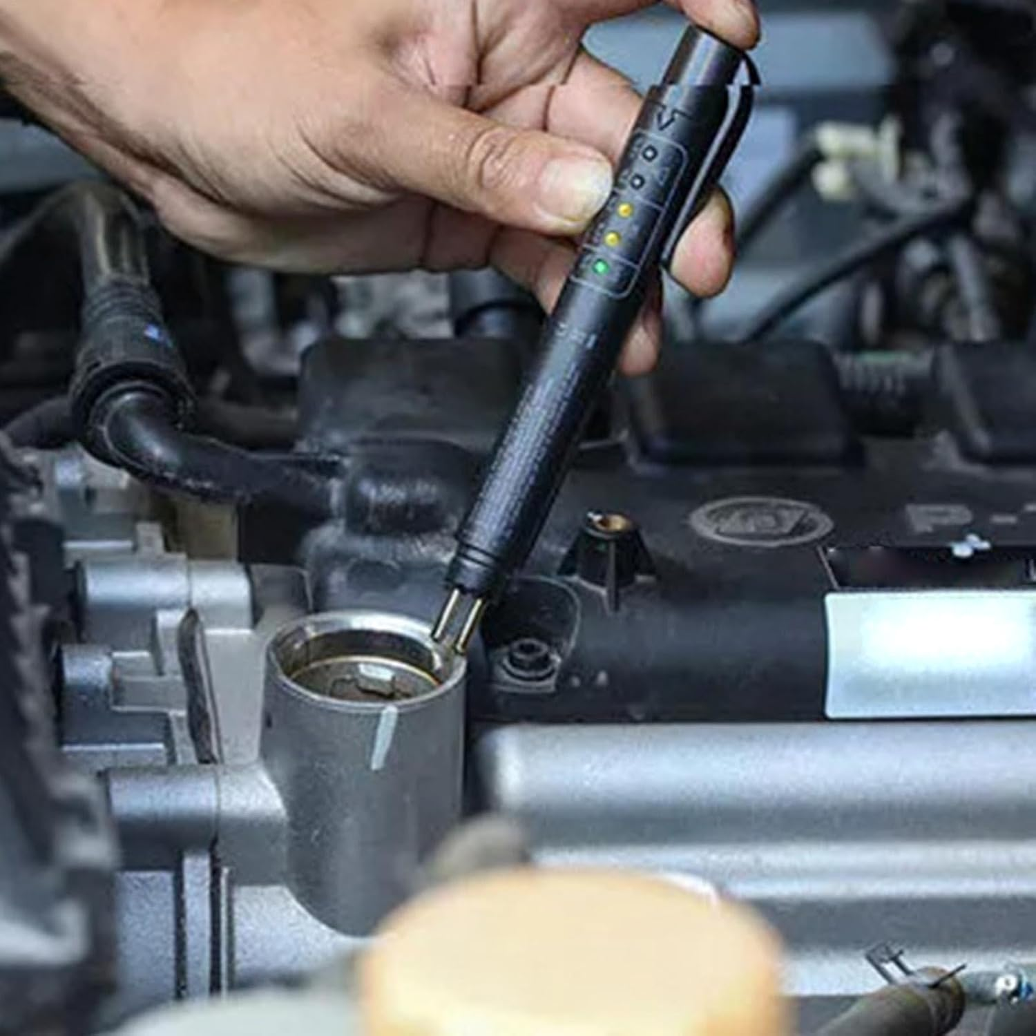 Coolant Tester Pen,Antifreeze Testers with Led Indicator Display | Brake Fluid Test Strips, Fluid Liquid Oil Moisture Analyzer, Quick Detection for Car image number 1