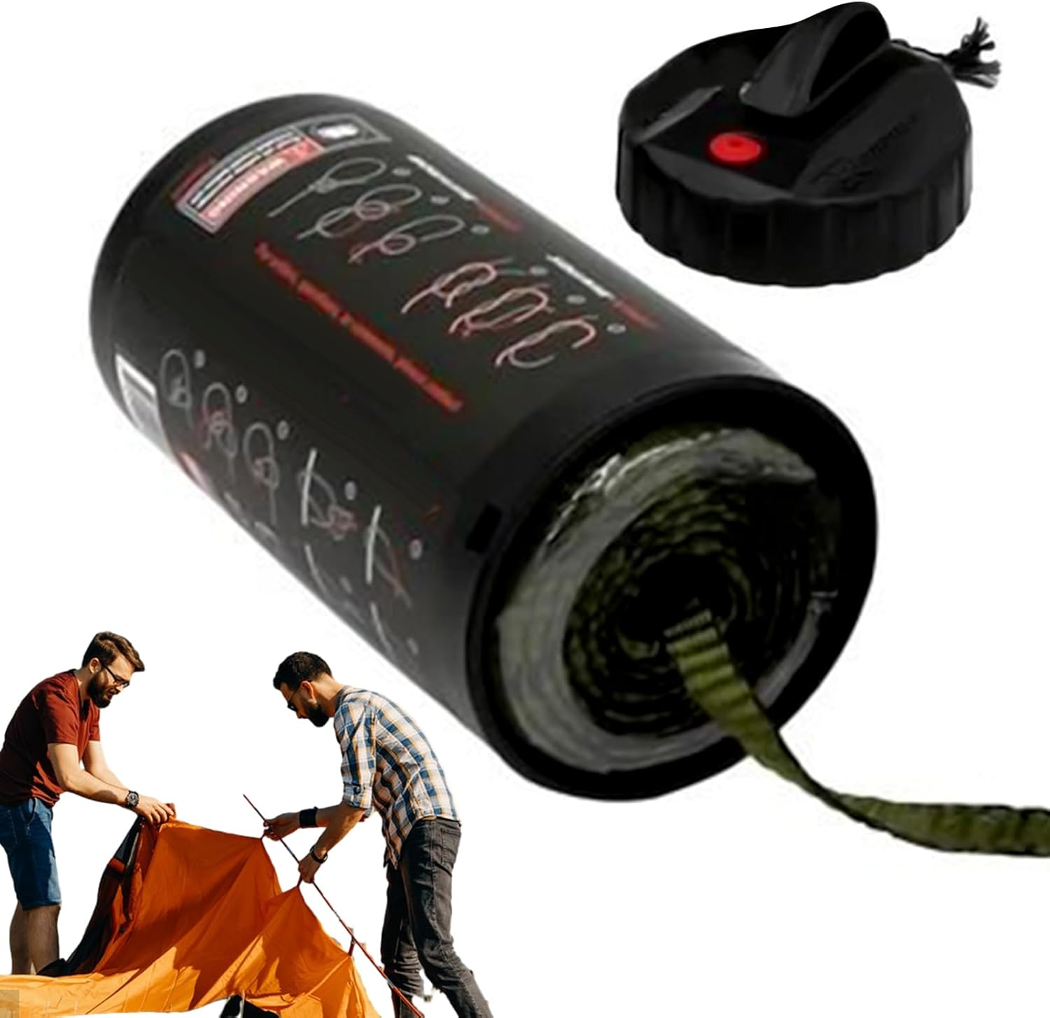 Rope Canister Dispenser, Refillable Rope Storage Case, Portable Twine Organizer Tool, 15X8Cm Quick-Access Cord Container, for Camping, Hiking, Crafting, Outdoor Wrapping Tasks image number 1