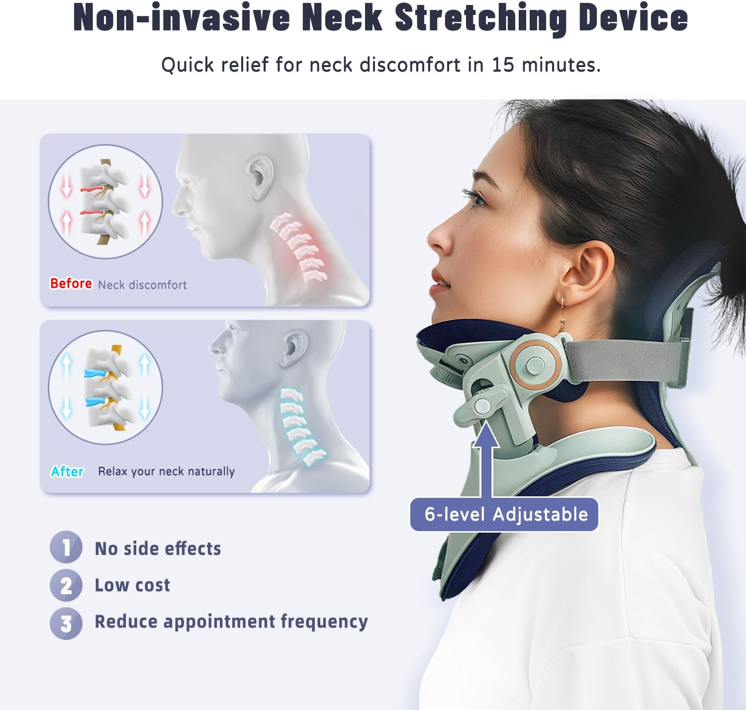 Neck Stretcher, Adjustable Neck Traction for Neck Pain Relief, Neck Support ＆ Neck Brace, Easy to Use, Lightweight for Home, Office, Travel - Green image number 5