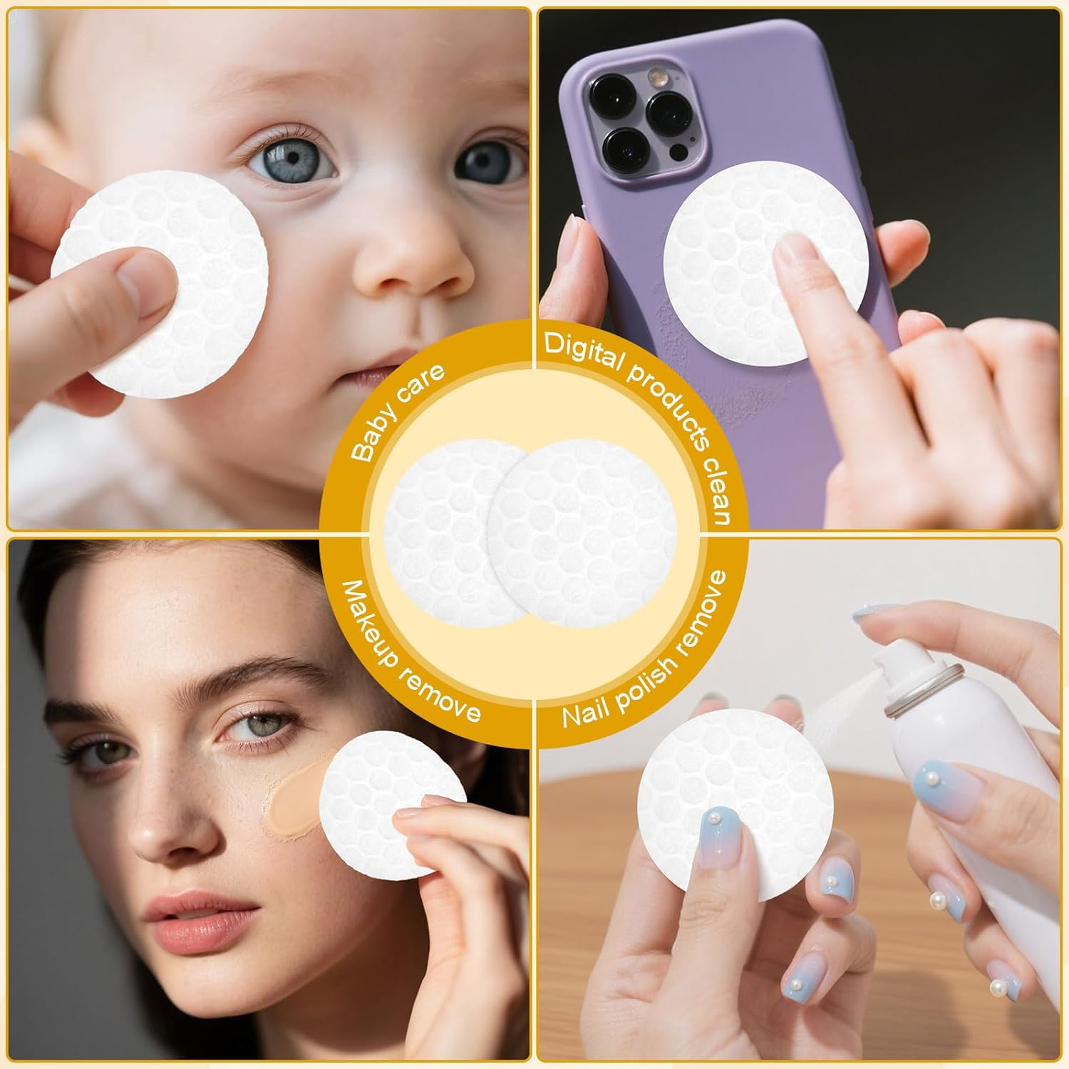 Hotel Vanity Kit Individually Wrapped Bulk Travel Cleaning Kit for Hotels Disposable Travel Size Hotel Hospitality Supplies Hygiene Kits for Homeless in Bulk round Cotton (50) image number 2