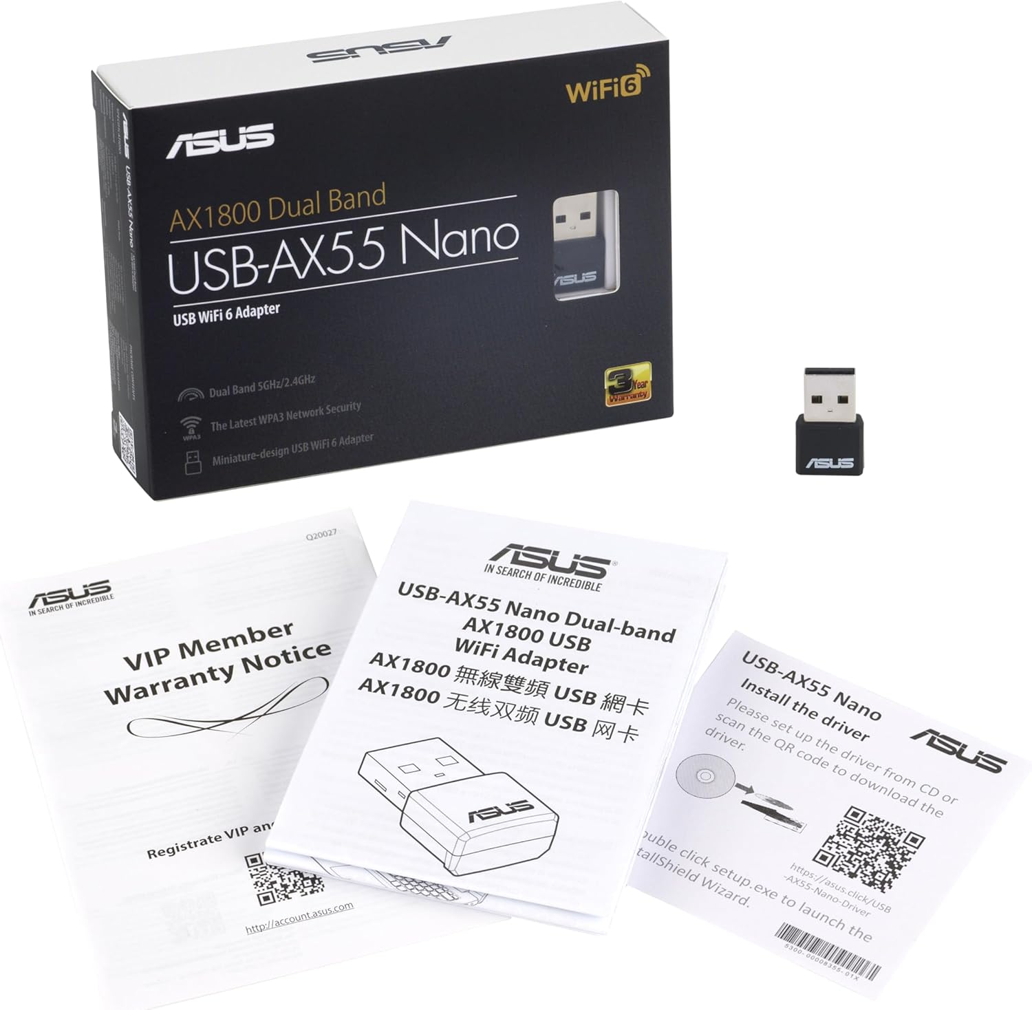 ASUS USB-AX55 Nano Dual Band AX1800 USB Wifi 6 USB Adapter, 802.11Ax 1201Mbps+574Mbps,Ofdma, MU-MIMO, BSS Coloring (NIC) image number 2