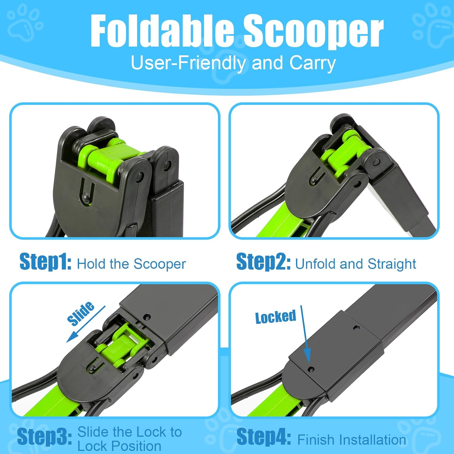 O2Frepak 60Cm Pet Pooper Scooper for Dogs and Cats with Long Handle High Strength Material and Durable Spring for Easy Grass and Gravel Pick up (Green) image number 4