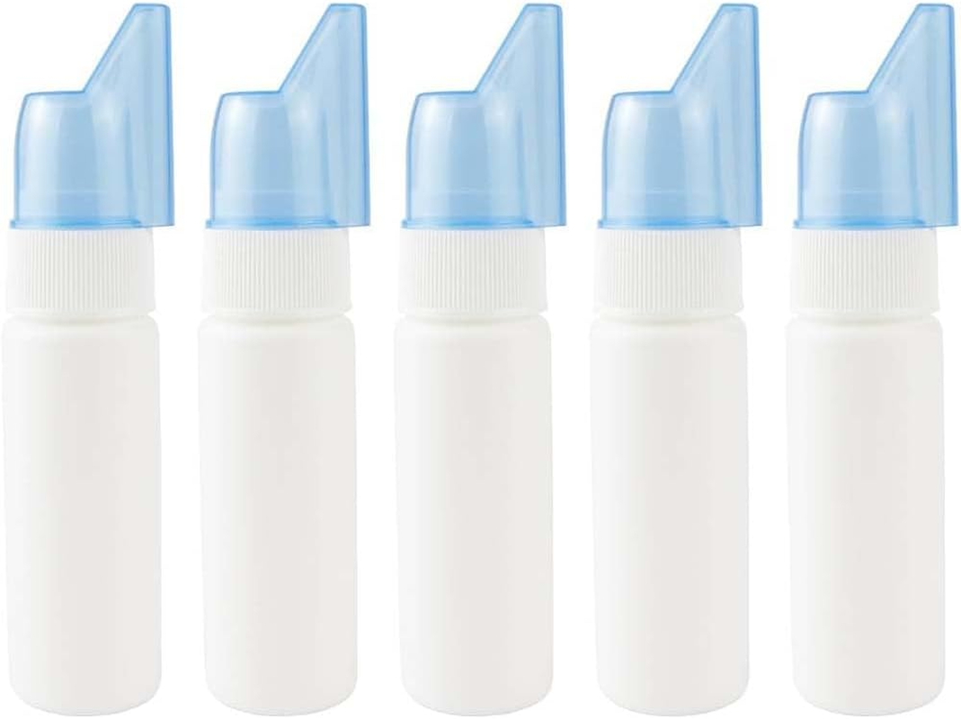 5Pcs Portable Mini Spray Bottles Refillable, Travel, Sinus Rinse and Daily Congestion Relief, Lightweight Reusable Nasal Cleaner with Mist Nozzle, Travel Size Spray Containers(80Ml) image number 3