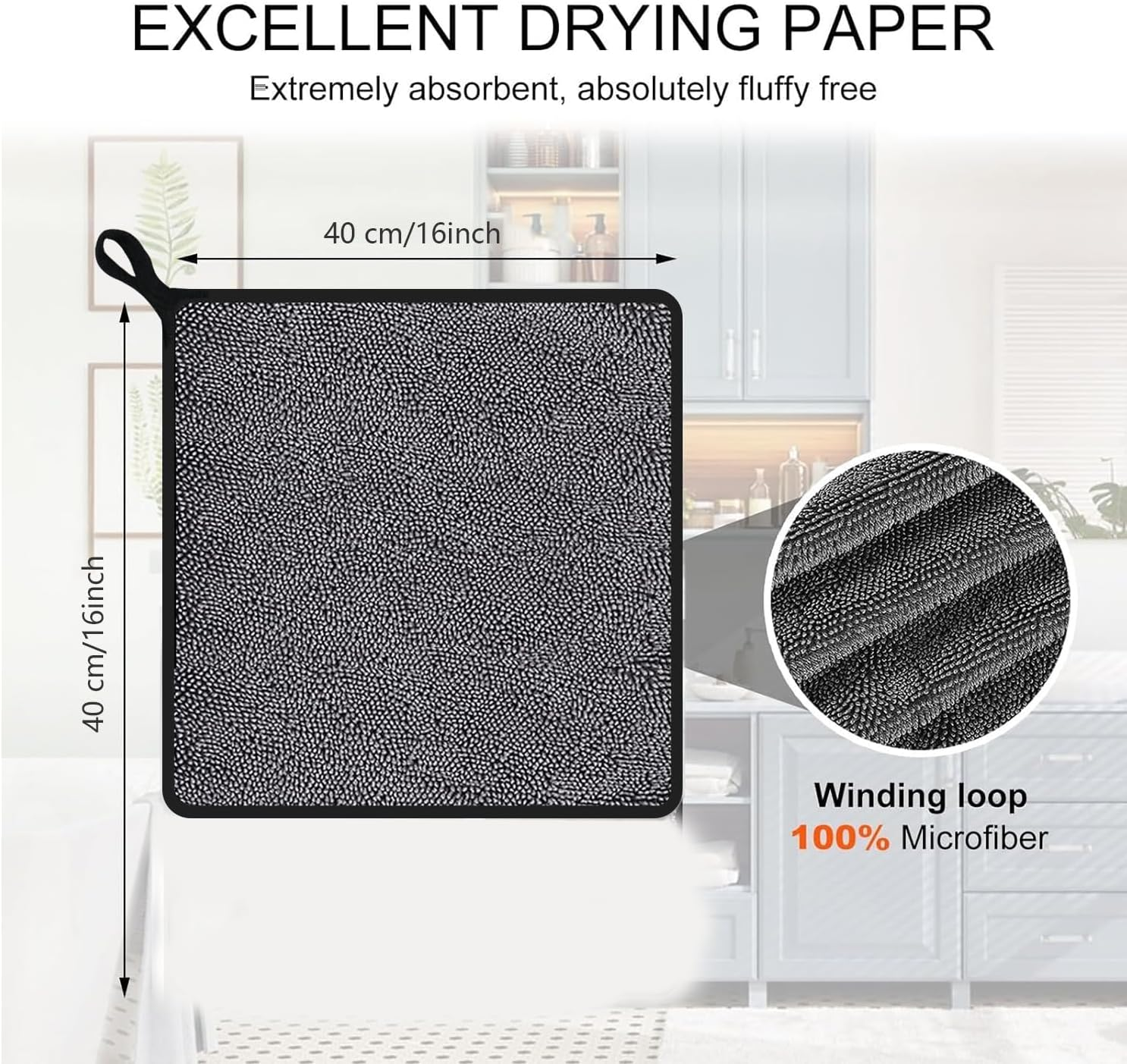 Shiny Wipes Cleaning Cloths,3Pcs Shiny Bath Drying Towels,Shower Doors Drying Towels,16 * 16In Streak Free Glass Window Car Mirror Super Absorben Microfiber Cleaning Cloths (3Pcs Grey 16 * 16&Prime;) image number 1