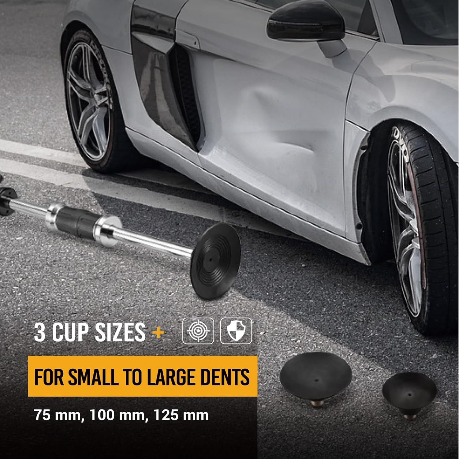 EWK Pneumatic Slide Hammer Vacuum Dent Puller Air Suction Cup Paintless Car Body Repair Kit + CASE