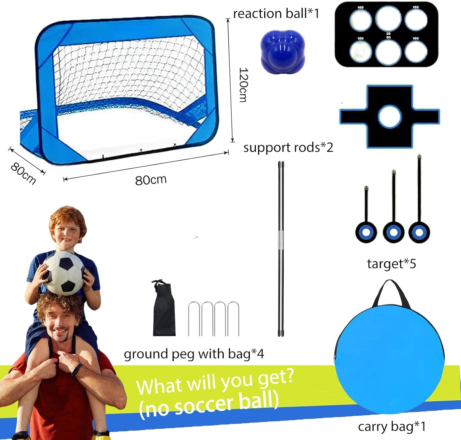 Soccer Goals Training Set with 4 Modes Soccer Training Equipment for Indoor Outdoor, Pop up Soccer Goal Posts with Carry Bag, Soccer Nets for Backyard image number 2