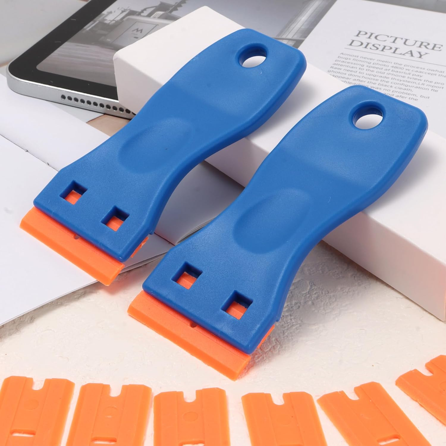 2-Plastic Scraper with 20 Extra Blades, Plastic Scraper, Scraper,Glass Scraper, Plastic Scraper Tool Set, Plastic Scraper Tool, Bench Scraper, Decal Removal Tool, Plastic Razor Blade Scraper image number 4