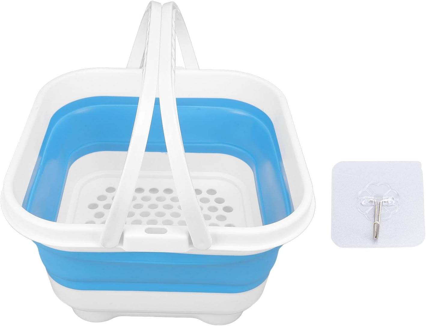 Toy Storage Box Foldable, Cute Bath Toy Organizer with Removable Base Quick Drain High Capacity for Toiletries Towels Bathroom Toy Holder (White+Grey)