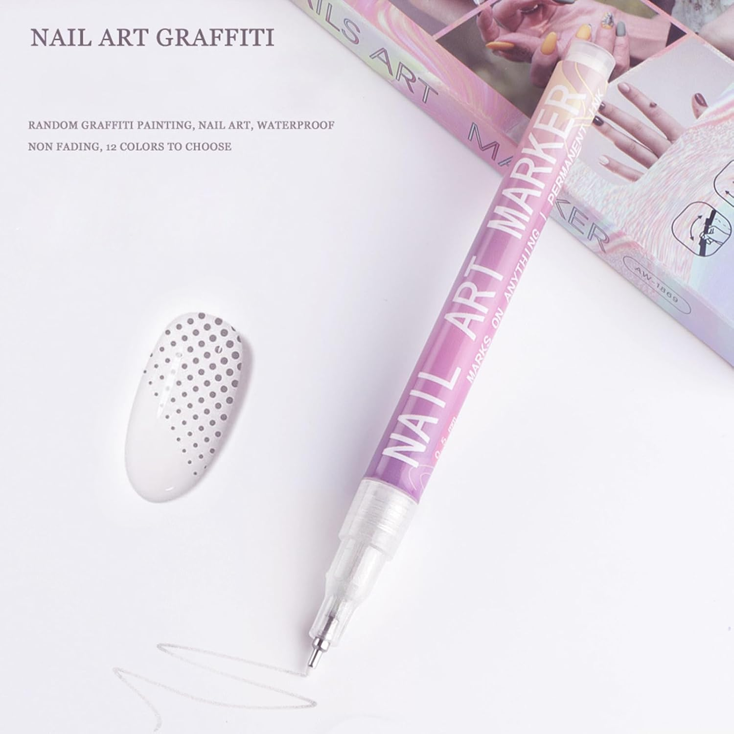 12 Colors Nail Arts Pens, DIY Quick Dry Graffiti Dotting Point Liner Pen, 2025 Upgrade Naill Art Markers for Gel Nails, Naill Arts Set, Naili Art Pens for Real Nails, for R DIY Nail Design, Home & image number 1