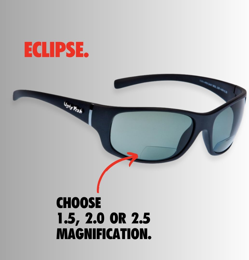Ugly Fish Eclipse Polarised Bifocal Wrap Sunglasses PN3411 - 2.5 X, Smoke image number 5
