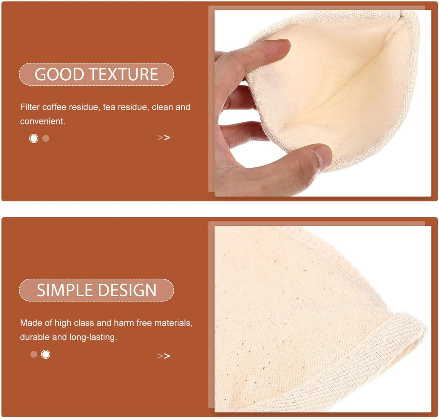 TOVINANNA Reusable Coffee Filter Bag Cotton Mesh Pouch with Wooden Handle Large Size Reusable Cotton Filter Bag for Coffee Brewing and Milk Tea 2Pcs Home Kitchen Accessory image number 6