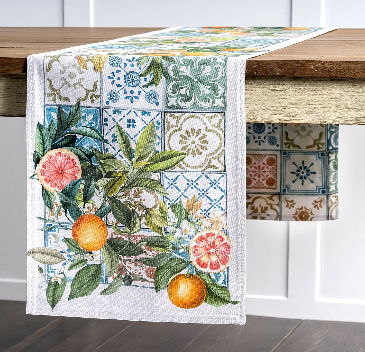 Maison D'Hermine Table Runner 100% Cotton Double Layer Table Runners 72 Inches Long Decorative for Home Kitchen Dining Party Baby Shower Wedding Bridal Shower Spring Summer (Agrume, 14.50" X 72") image number 4