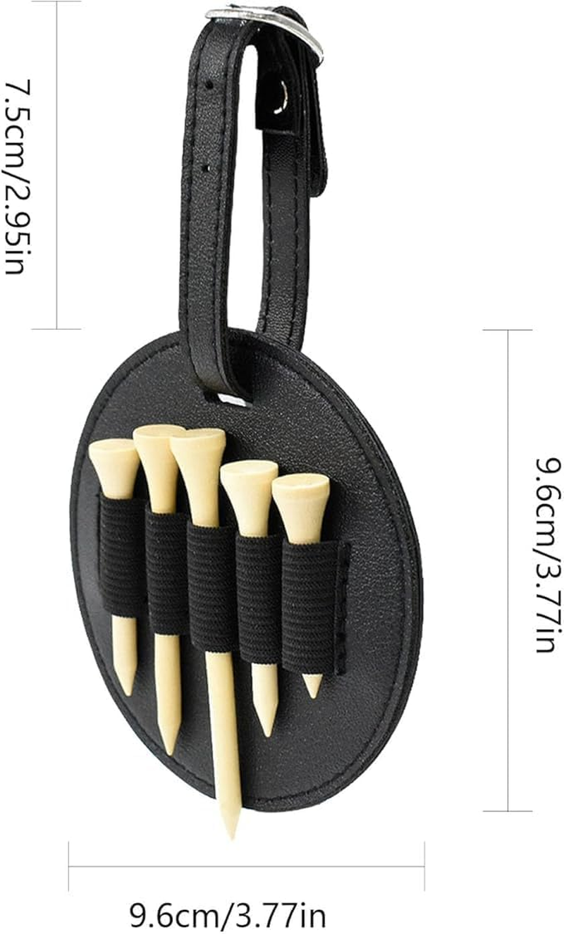 Golf Teg Sets Tees Organizerleather Golf Tee Holder Hooks to Golf Bag Belt Clip,Fits Golf Bag,Includes Five Tees image number 1