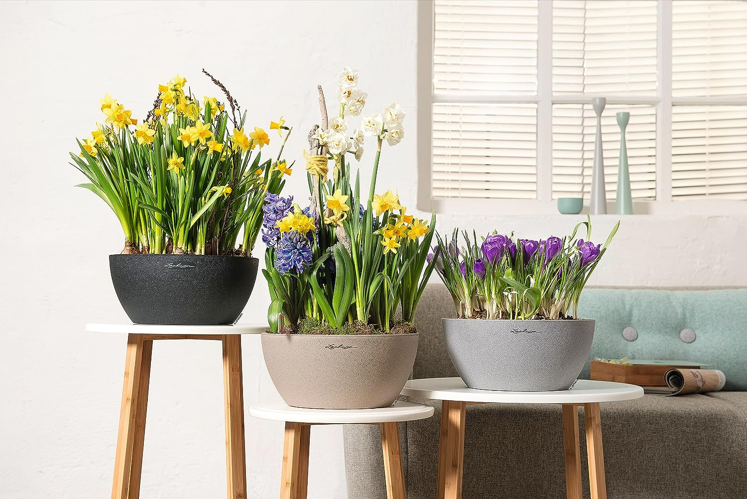 Lechuza Cubeto Color 30 All-In-One Bowl Shape Planter, Black