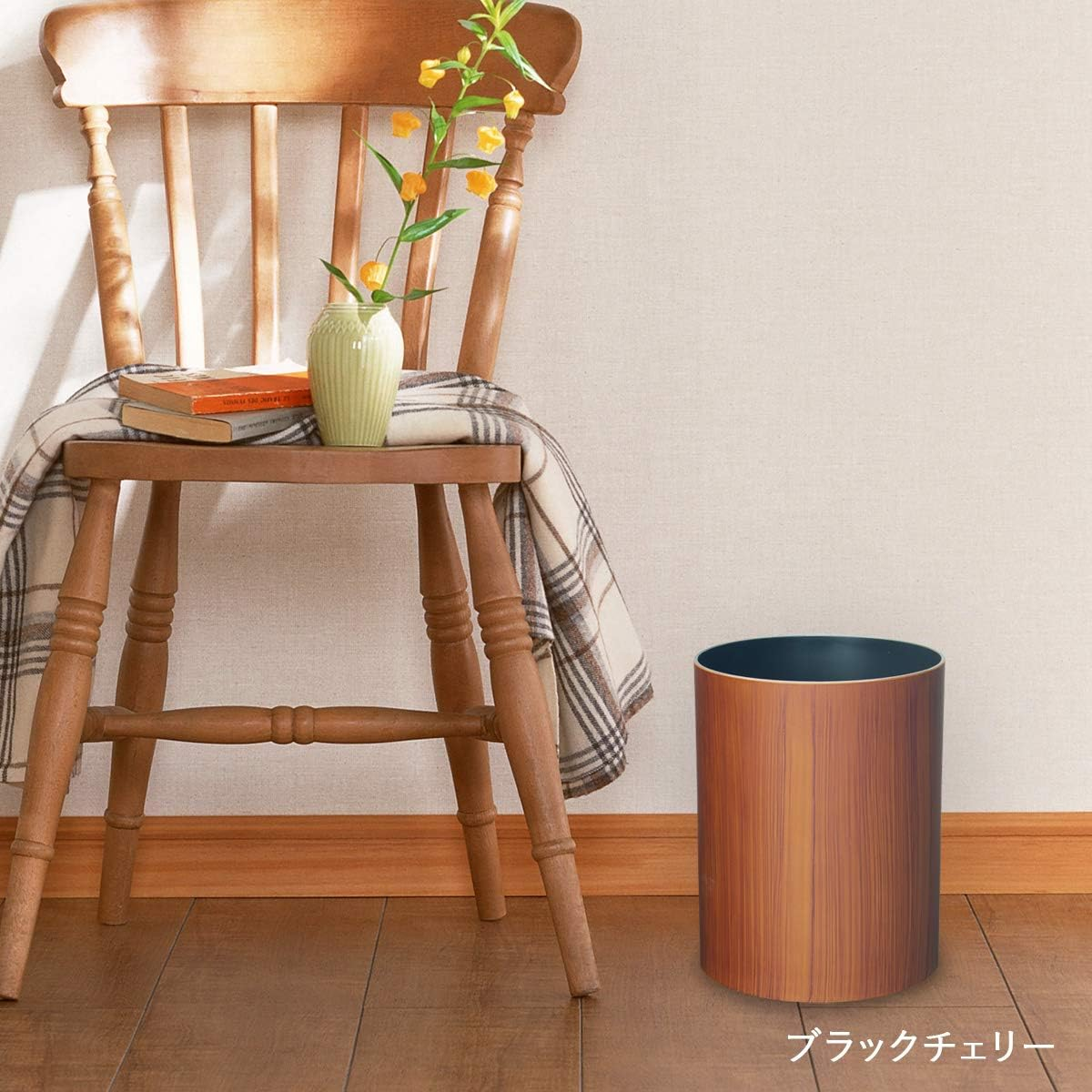 Tatsukraft Wood Grain Painted Trash Can Natural Wood Box, S, 3.4 L, Black, Cherry, Trash Bin, Stylish, Living Room, Small, Kitchen, Dust Box, Furniture, Pail, Wastebasket, Small, No Lid, Wood Grain image number 5