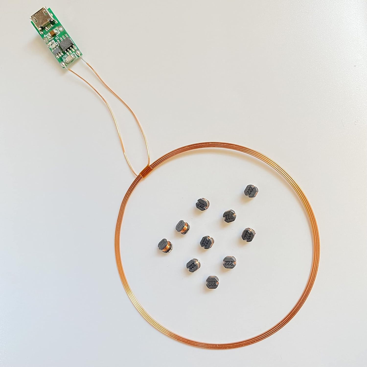 Taidacent Micro USB 50Mm Remote Wireless Leds and Coil Inductive Induction Led Lamp Light up Wireless Charger/Charging Kit for Model Decoration Magical Toys (10PCS 5.4MM Multi Color Leds + Coil) image number 5