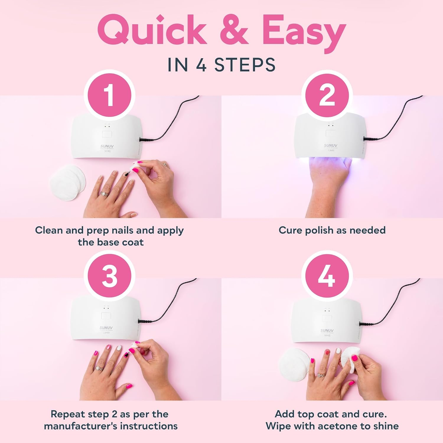 UV LED Nail Lamp - Nail Dryer for Gel Nail Polish UV Light for Nails with Sensor 2 Timers Pink for Women Girls image number 2