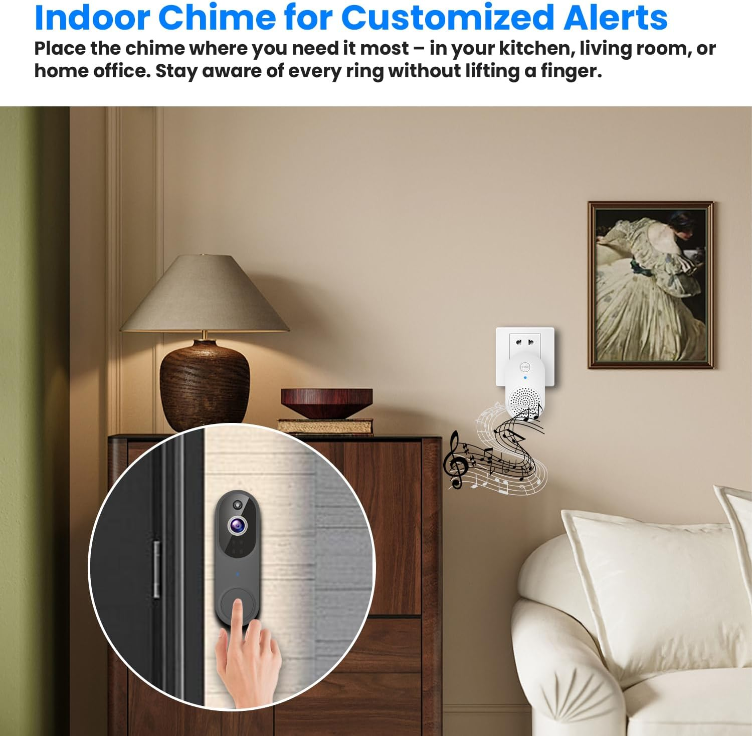 Wireless Wi-Fi Video Doorbell Camera with Two Way Talk, AI Motion Detection, Instant Alert, Night Vision and Cloud Storage, 2.4G Wi-Fi, Chime Included image number 3