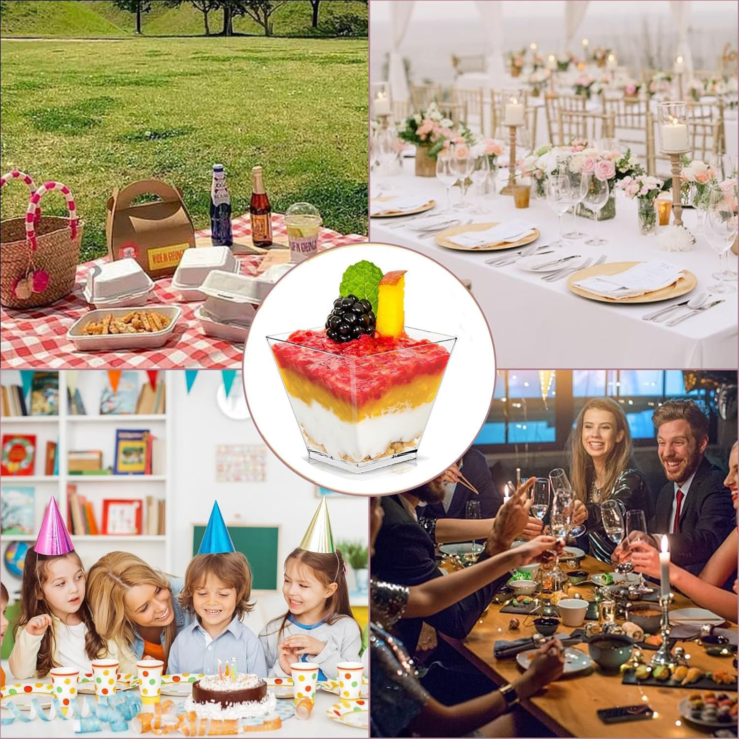 Paifeancodill Mini Dessert Cups with Spoons, 50 Pcs Reusable Clear Dessert Cups, Clear Dessert Shooter Cups, Plastic Parfait Appetizer Cup Dessert Pots Serving Cups for Food Mousse Pudding (Heart) image number 3