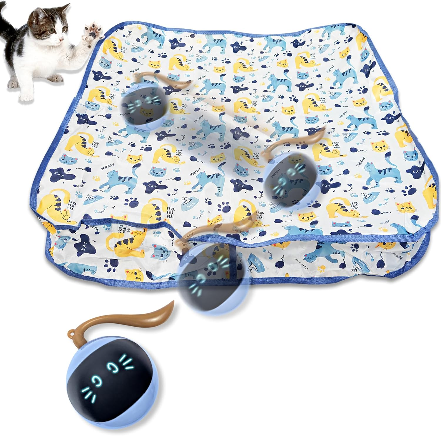 Oiuyamn Interactive Pet Toys Ball, Smart Pet Ball Fast Rolling in Pouch, Motion Activated Chirping Pet Toy, Hide and Seek Kitten Toy image number 2