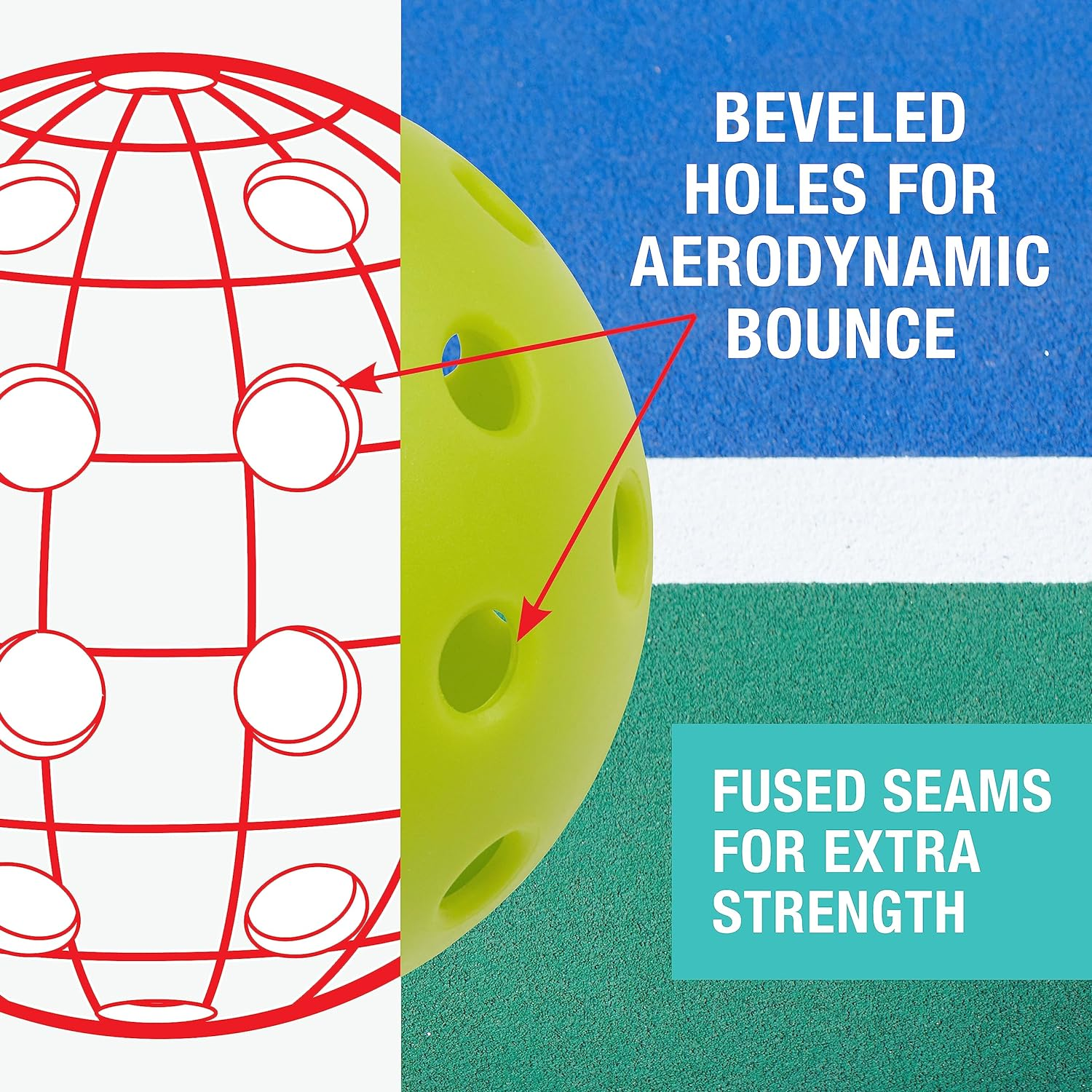 FILA Accessories Pickleball Balls - Official Pickle Balls Regulation Size, (Indoor or Outdoor) image number 6
