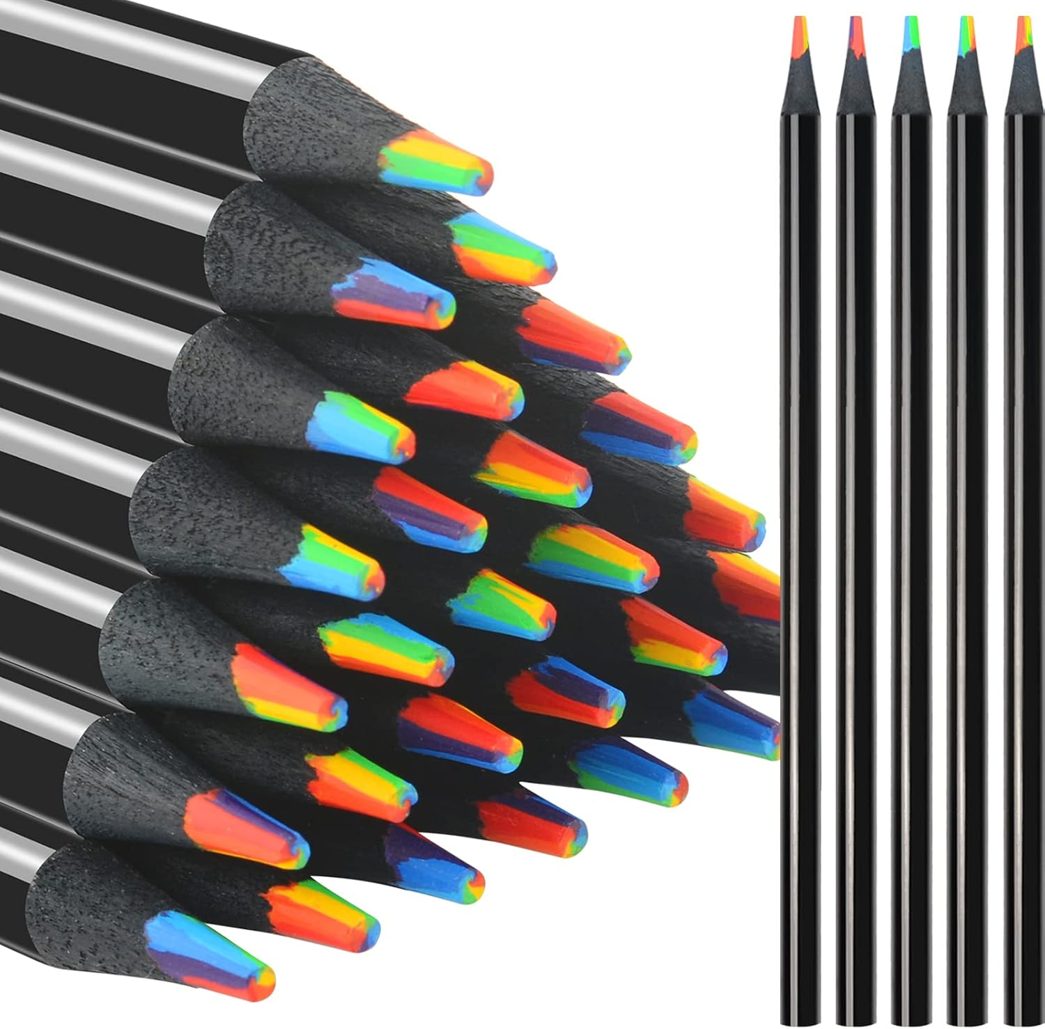 Nsxsu Rainbow Colouring Pencils for Kids, 7 in 1 Rainbow Pencil, Multicoloured Pencils, Art Supplies for Children Drawing, Colouring, Sketching, School Classroom (12 Pieces) image number 1