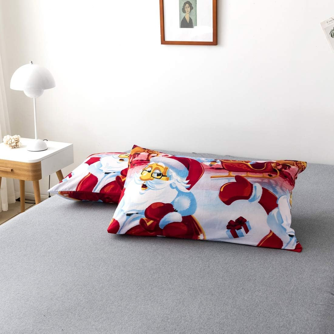 Father Christmas Santa Presents Xmas Quilt Duvet Cover & Pillowcase Bedding Bed Set, Multi-Colour Santa Claus Duvet Cover Set, Ultra Soft, Durable Design (King Set 3Pcs)