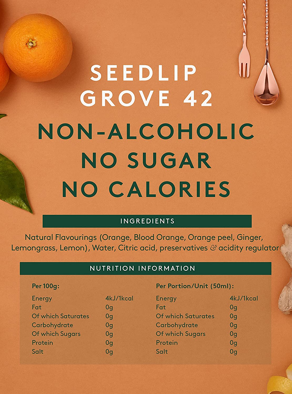 Seedlip Grove 42 Non Alcoholic Spirit &ndash; Distilled Botanical Drink with Mediterranean Orange, Lemon, Ginger & Lemongrass &ndash; Spirit & Gin Alternative for Mocktails &ndash; 700 Ml image number 2