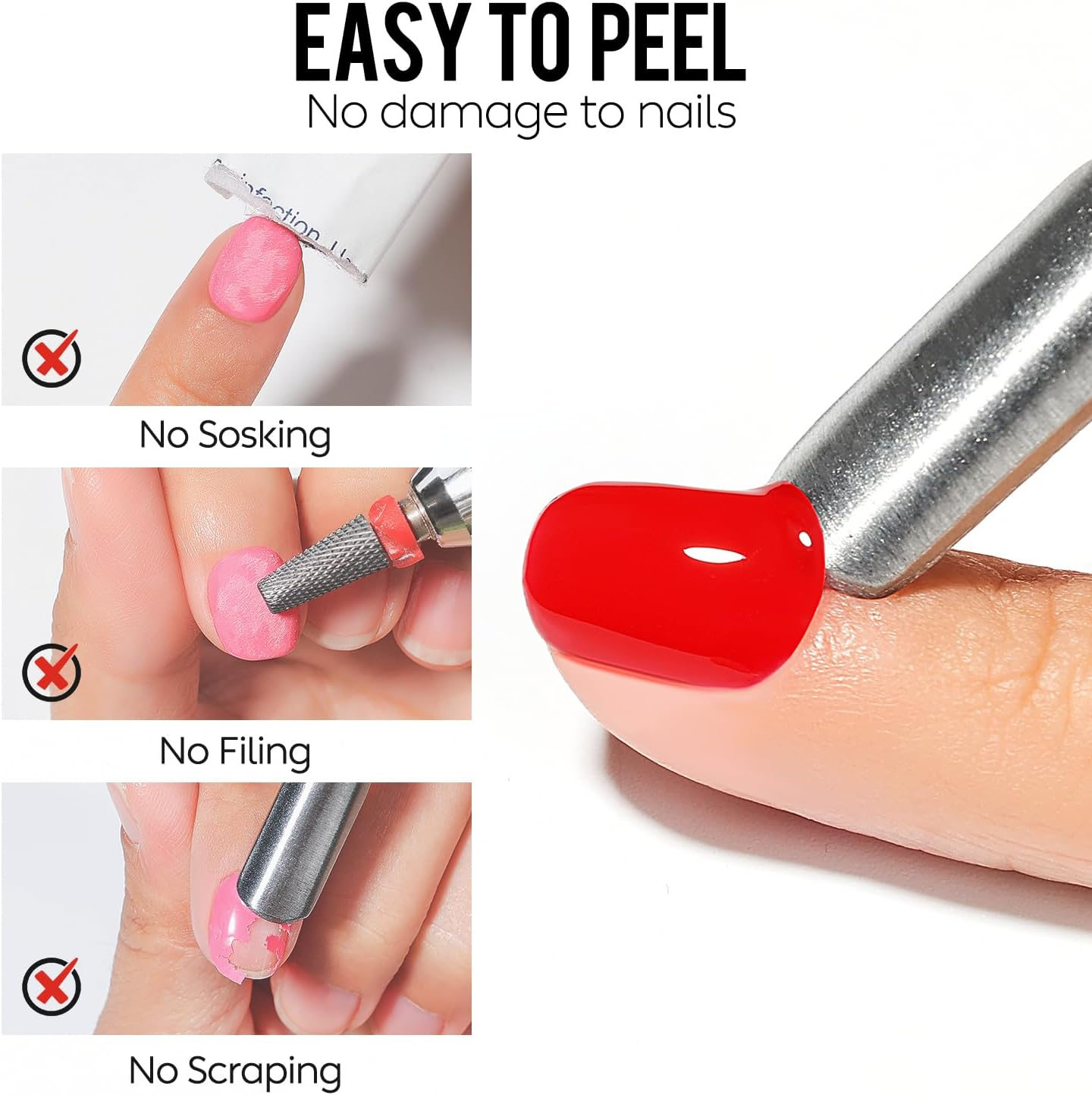 AIMEILI Peel off Gel Base Coat, Hema Free, Cruelty Free, Vegan, Easy Removal Base Gel Nail Polish for Press-Ons Nail Art Practice image number 3