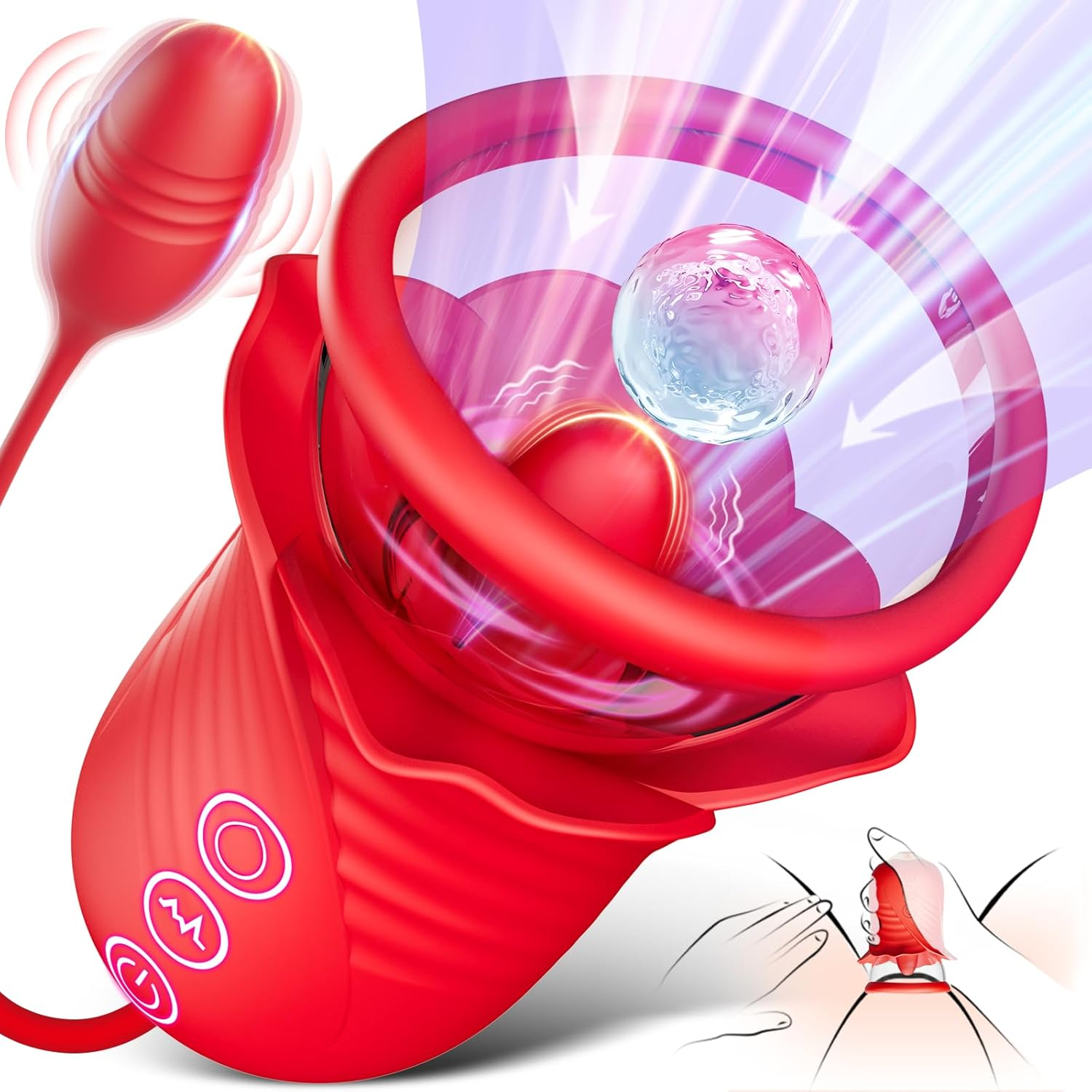 Women Sex Toy Sucking Vibrators - Clitoris Vagina Pussy Pump Tongue Vibrators for Women Quick Sexual Pleasure, 5 & 10 Modes, Female Couple Sex Toy & Games image number 4