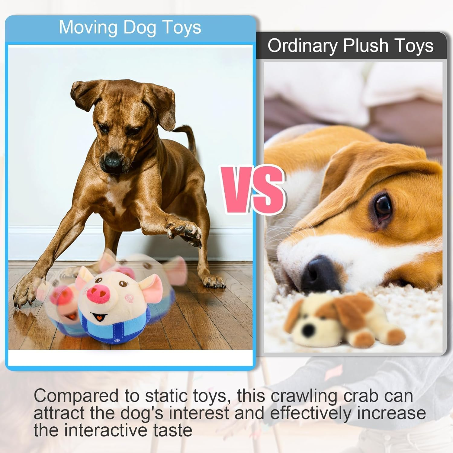 Aymxcls Active Moving Pet Plush Toy, Interactive Talking Moving Dog Ball Toy, Washable Cartoon Pig Plush Sound Electronic Shake Bounce Boredom Toys for Dog, Pets, Cats image number 3