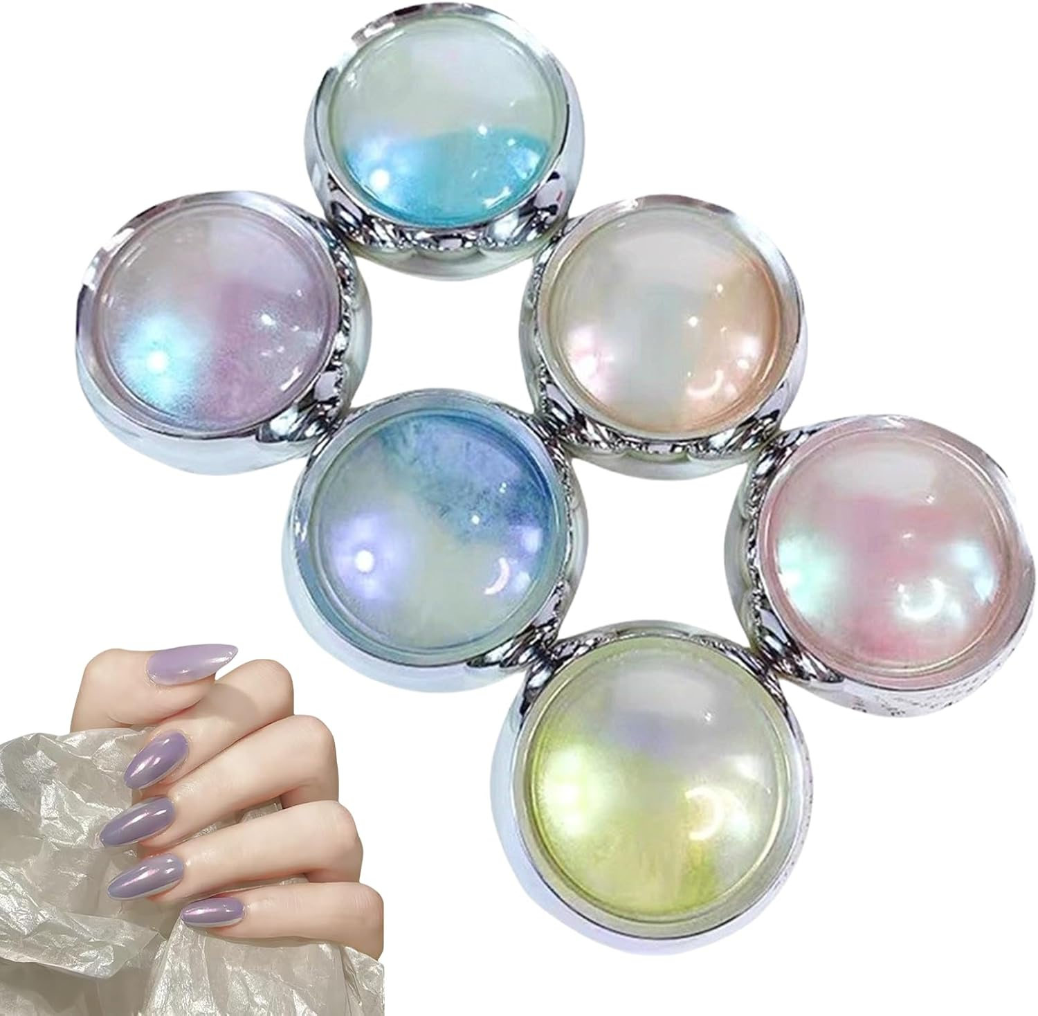 Treayes Chrome Nail Powder, Acrylic Nail Powder - Nail Art Decoration for Women with Mirror Effect, Iridescent Aurora, Ideal for Gel Polish image number 4